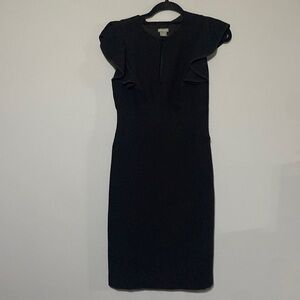 Ann taylor black ruffle sleeve black pencil dress